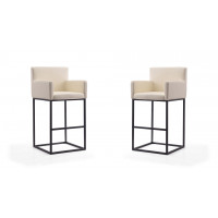 Manhattan Comfort 2-BS017-CR Ambassador 42 in. Cream and Black Metal Barstool (Set of 2)